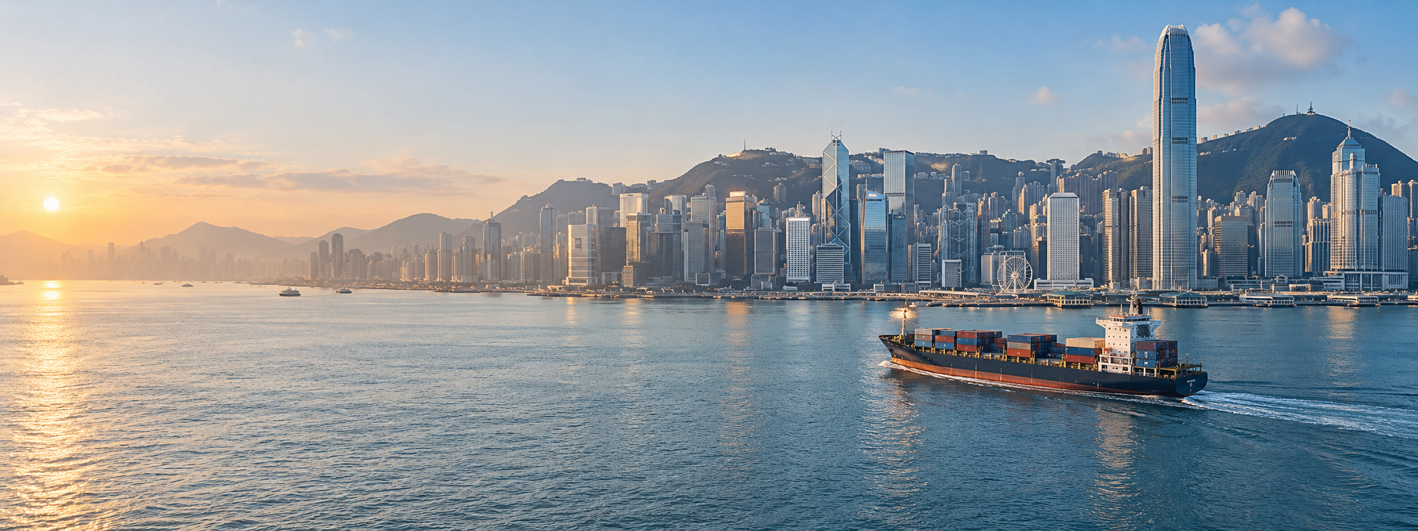 香港海港与城市景观示意